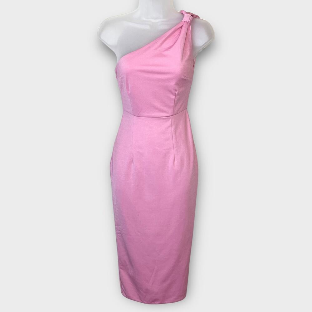 Hello Molly One-Shoulder Midi Dress in Pink - Picture 2 of 7